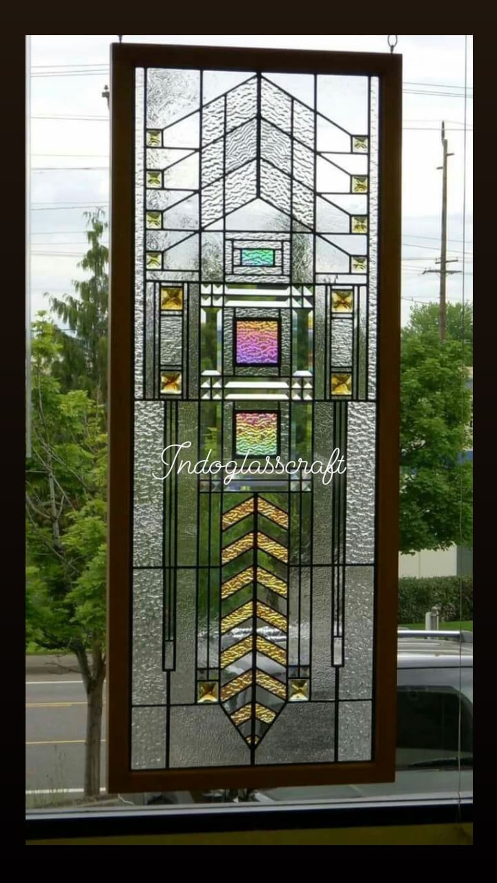 Kaca Patri Minimalist Motif Kotak Kotak KP 002001 Indo Glass Craft